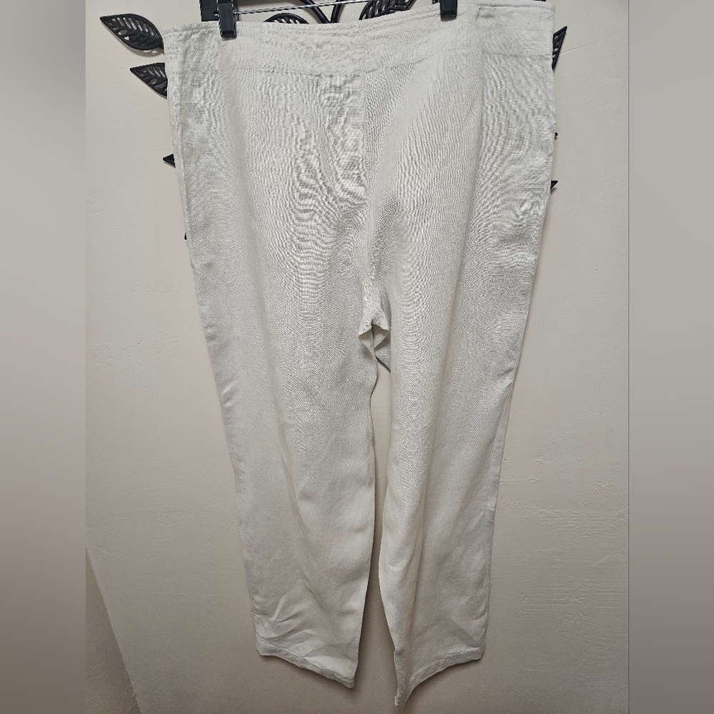 Women's Pants Eileen Fisher Cream 100% Irish Linel Size L - Picture 5 of 8
